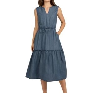 Lands' End Lyocell Tiered Demin Dress